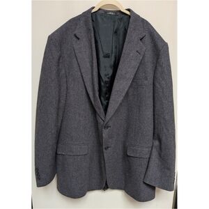 Towncraft Blue Grey Herringbone Wool & Lambs Wool Men's Blazer Jacket Size 50XL